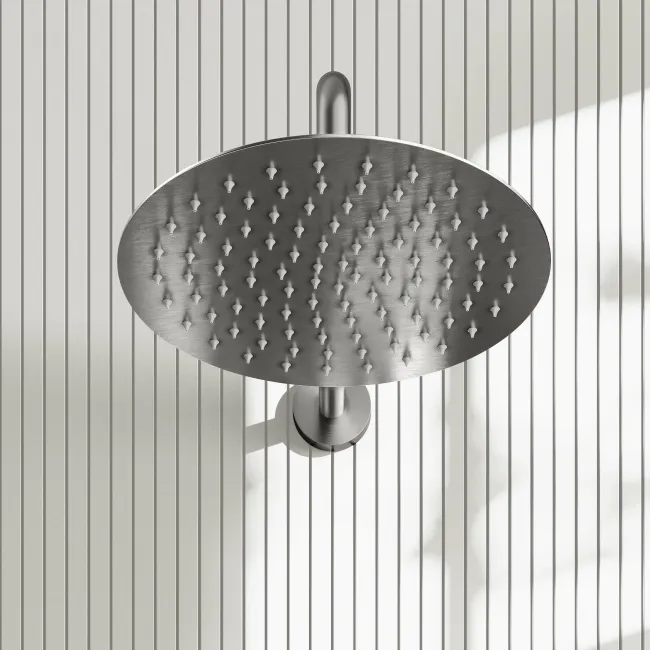 Suir Brushed Gunmetal Shower Head 250mm with Wall Mounted Arm