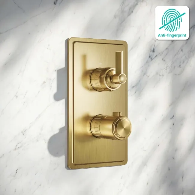 Corrib Premium Brushed Brass Thermostatic Shower Valve - 2 Outlet