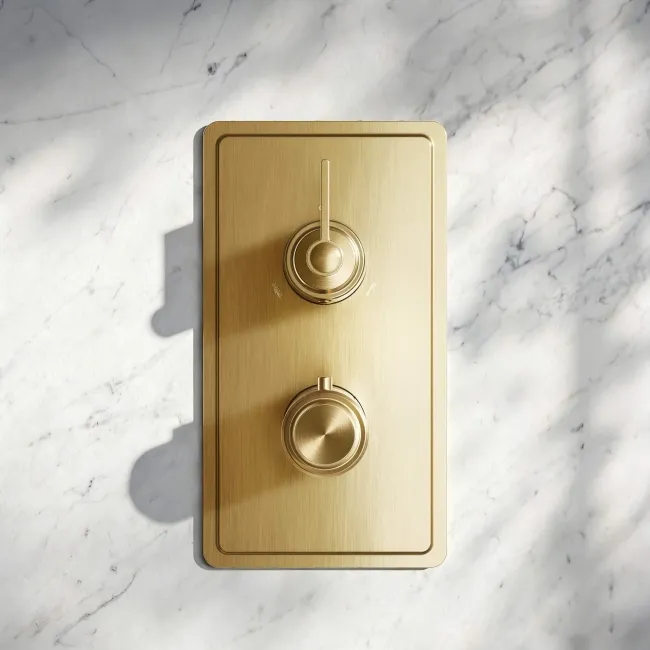 Corrib Premium Brushed Brass Thermostatic Shower Valve - 2 Outlet