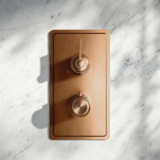 Corrib Premium Brushed Copper Thermostatic Shower Valve - 2 Outlet