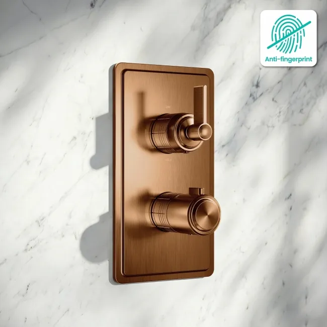 Corrib Premium Brushed Copper Thermostatic Shower Valve - 3 Outlet