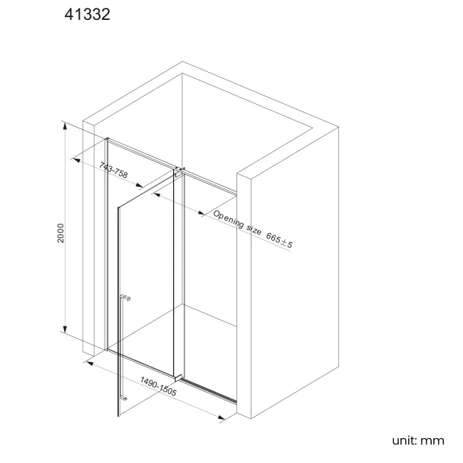 Cologne Stainless Steel Easy Clean 8mm Hinged Shower Door 1500mm