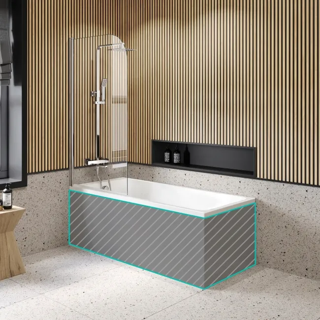 Witney 1500x700 Square Shower Bath & 6mm Easy Clean Chrome Bath Screen