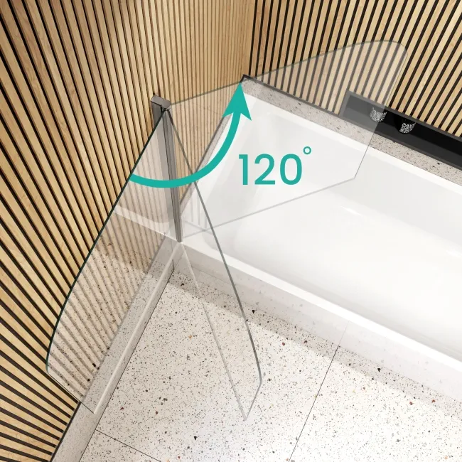 Witney 1600x700 Square Shower Bath & 6mm Easy Clean Brushed Gunmetal Bath Screen