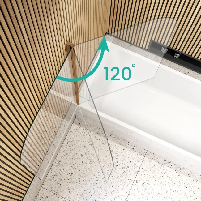 Witney 1600x700 Square Shower Bath & 6mm Easy Clean Brushed Copper Bath Screen