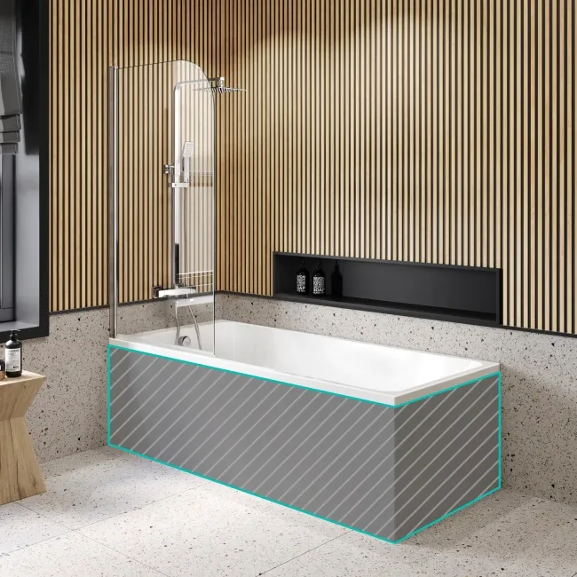 Witney 1800X800 Square Shower Bath & 6mm Easy Clean Chrome Bath Screen