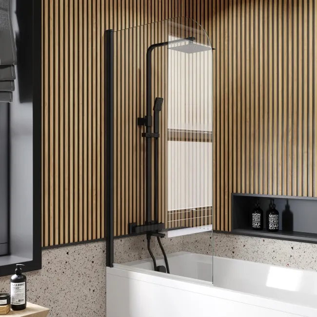 Witney 1800X800 Square Shower Bath & 6mm Easy Clean Matt Black Bath Screen