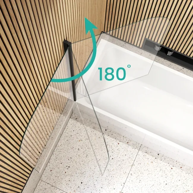 Witney 1800X800 Square Shower Bath & 6mm Easy Clean Matt Black Bath Screen