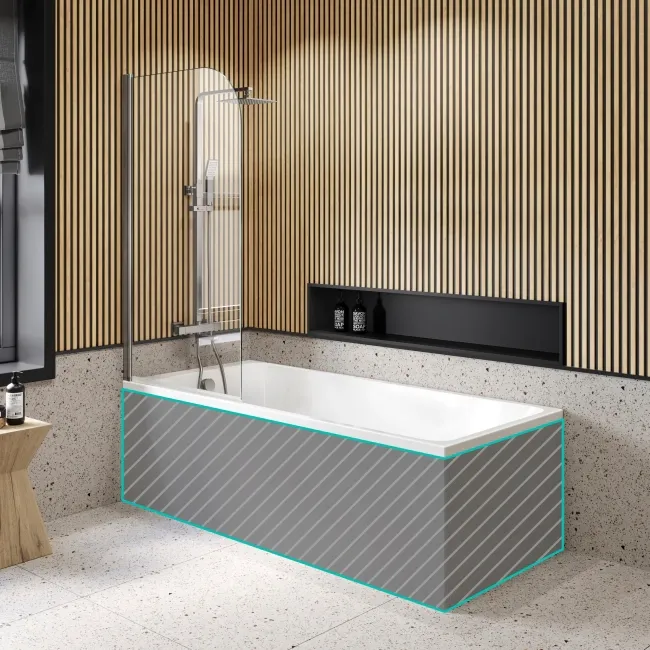 Witney 1800X800 Square Shower Bath & 6mm Easy Clean Brushed Gunmetal Bath Screen