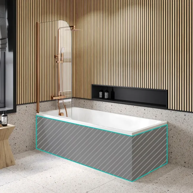 Witney 1800X800 Square Shower Bath & 6mm Easy Clean Brushed Copper Bath Screen