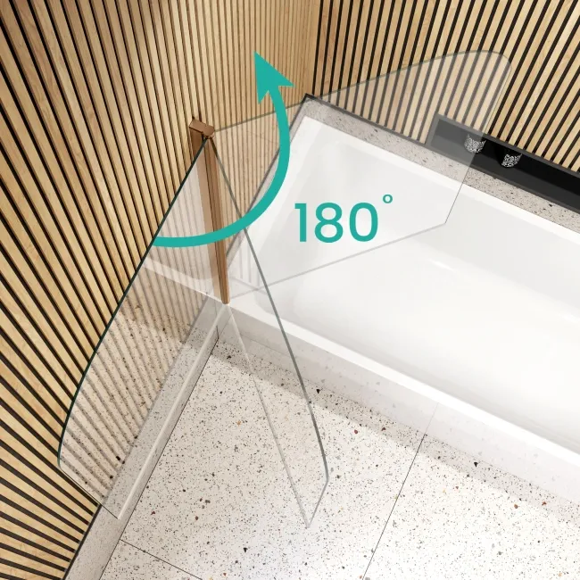 Witney 1800X800 Square Shower Bath & 6mm Easy Clean Brushed Copper Bath Screen