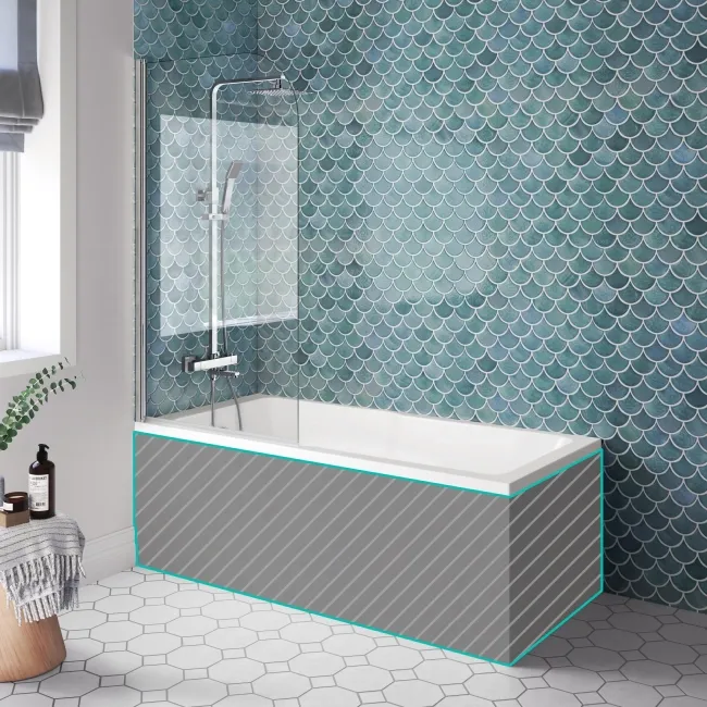 Antigua 1500x750 Keyhole Shower Bath & 6mm Easy Clean Chrome Bath Screen