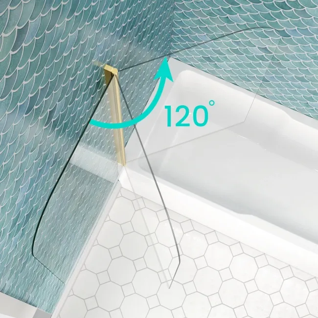 Antigua 1500x750 Keyhole Shower Bath & 6mm Easy Clean Brushed Brass Bath Screen