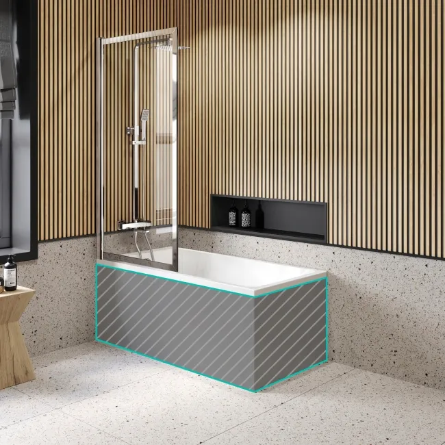 Witney 1400x700 Square Shower Bath & Premium 8mm Easy Clean Chrome Framed Bath Screen