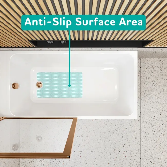 Witney 1400x700 Square Shower Bath & Premium 8mm Easy Clean Brushed Copper Framed Bath Screen