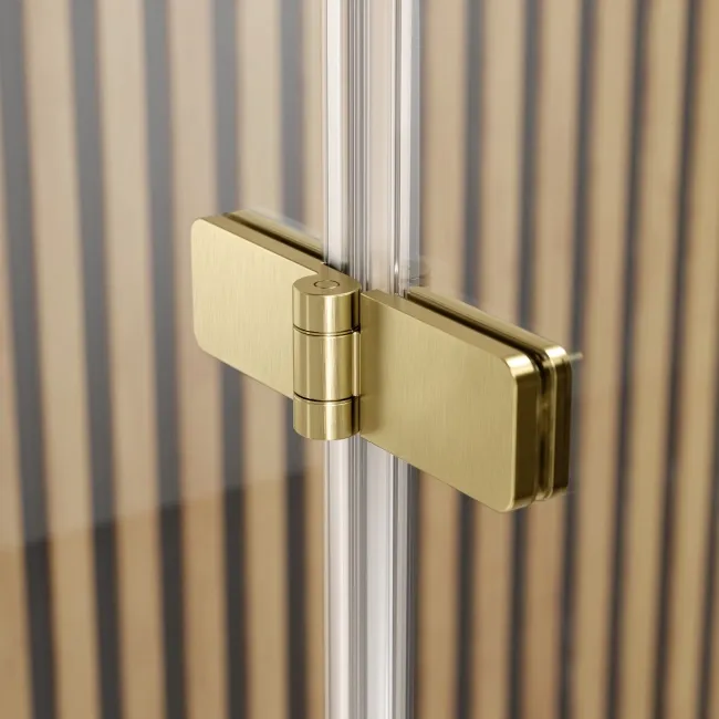 Witney 1400x700 Square Shower Bath & 6mm Easy Clean Brushed Brass Folding Bath Screen