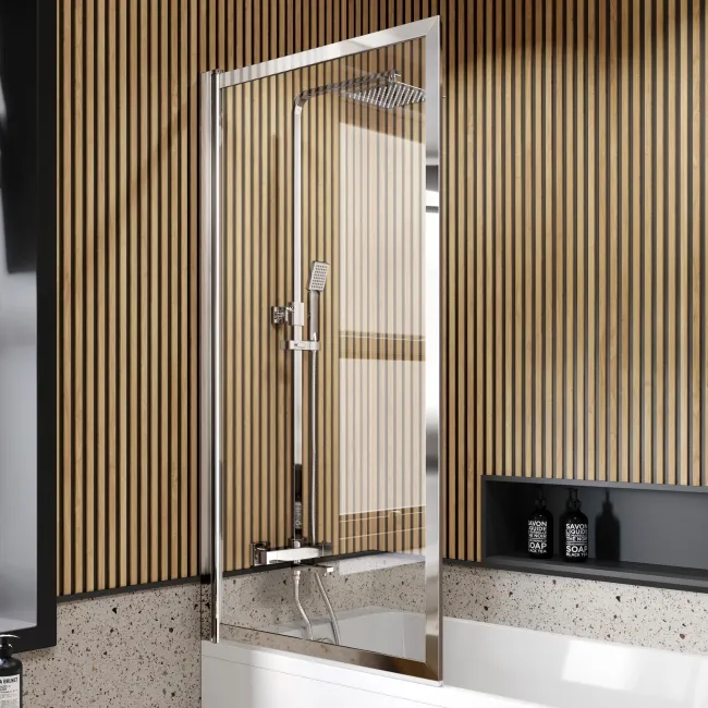 Witney 1500x700 Square Shower Bath & Premium 8mm Easy Clean Chrome Framed Bath Screen