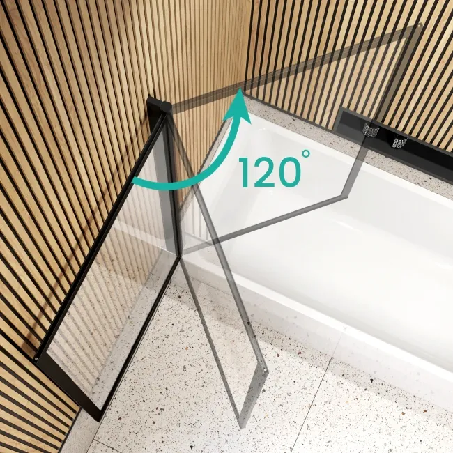 Witney 1500x700 Square Shower Bath & Premium 8mm Easy Clean Matt Black Framed Bath Screen