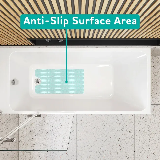 Witney 1500x700 Square Shower Bath & 6mm Easy Clean Chrome Folding Bath Screen