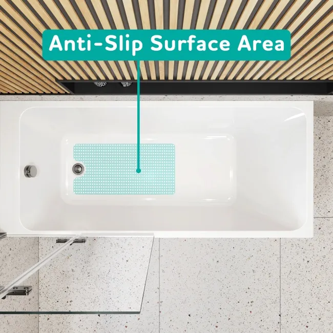 Witney 1500x700 Square Shower Bath & 6mm Easy Clean Brushed Gunmetal Folding Bath Screen