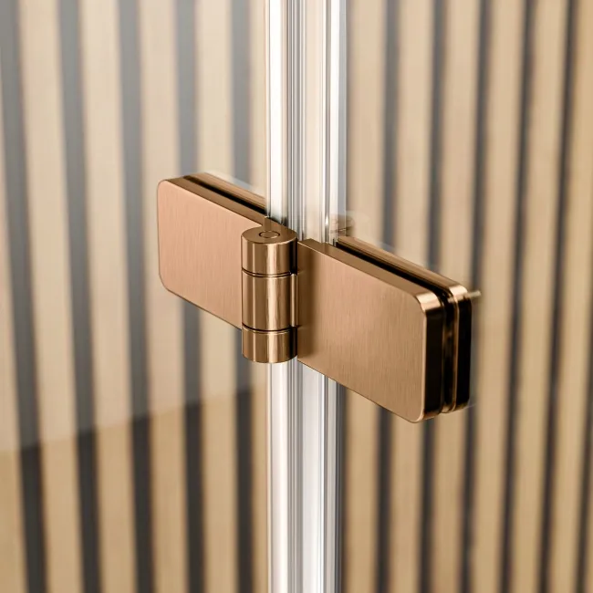 Witney 1500x700 Square Shower Bath & 6mm Easy Clean Brushed Copper Folding Bath Screen