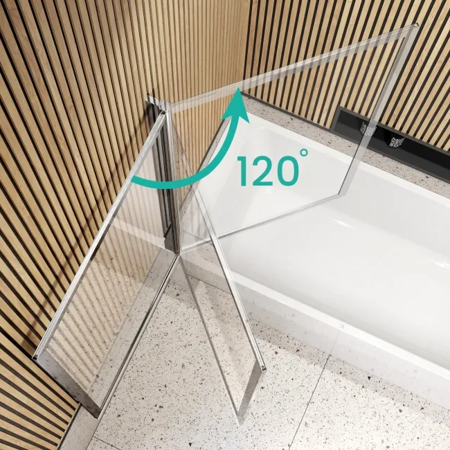 Witney 1600x700 Square Shower Bath & Premium 8mm Easy Clean Chrome Framed Bath Screen
