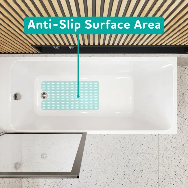 Witney 1600x700 Square Shower Bath & Premium 8mm Easy Clean Brushed Gunmetal Framed Bath Screen