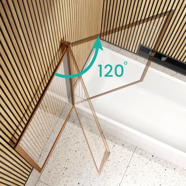 Witney 1600x700 Square Shower Bath & Premium 8mm Easy Clean Brushed Copper Framed Bath Screen