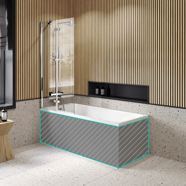 Witney 1600x700 Square Shower Bath & 6mm Easy Clean Chrome Folding Bath Screen