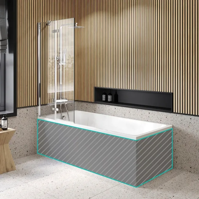 Witney 1700x700 Square Shower Bath & 6mm Easy Clean Chrome Folding Bath Screen