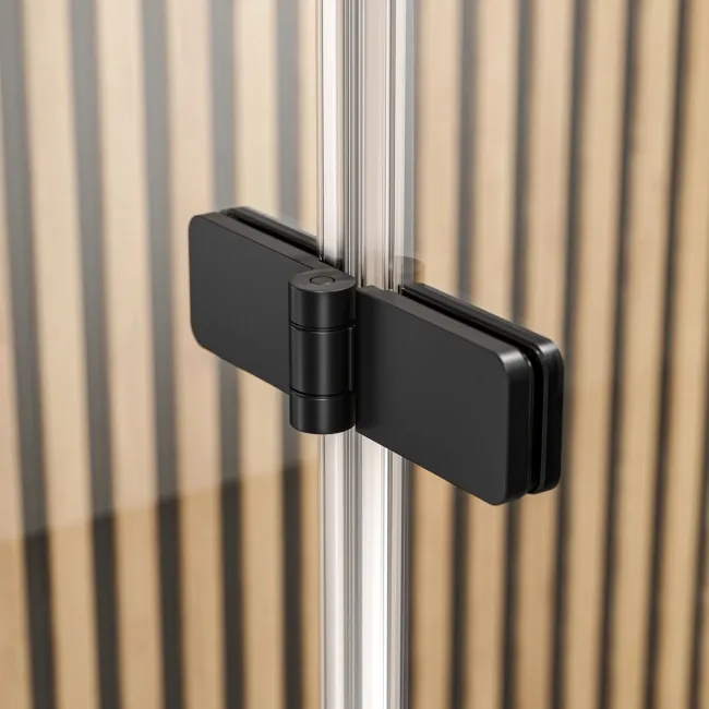 Witney 1700x700 Square Shower Bath & 6mm Easy Clean Matt Black Folding Bath Screen