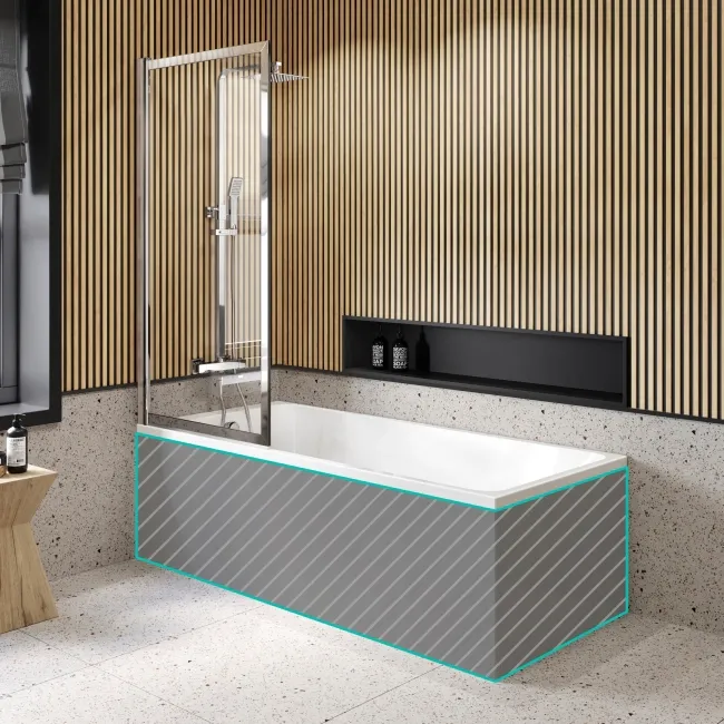 Witney 1800x800 Square Shower Bath & Premium 8mm Easy Clean Chrome Framed Bath Screen