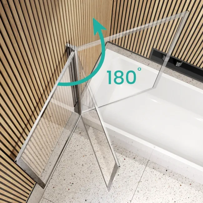 Witney 1800x800 Square Shower Bath & Premium 8mm Easy Clean Chrome Framed Bath Screen