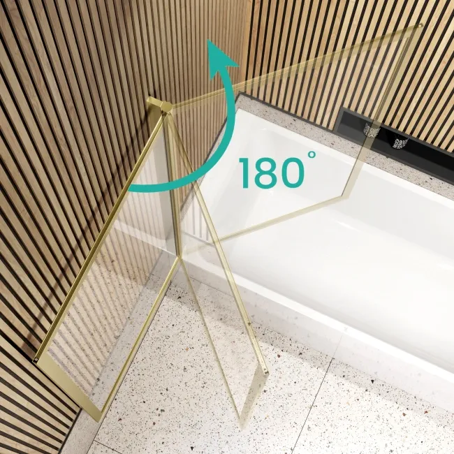 Witney 1800x800 Square Shower Bath & Premium 8mm Easy Clean Brushed Brass Framed Bath Screen