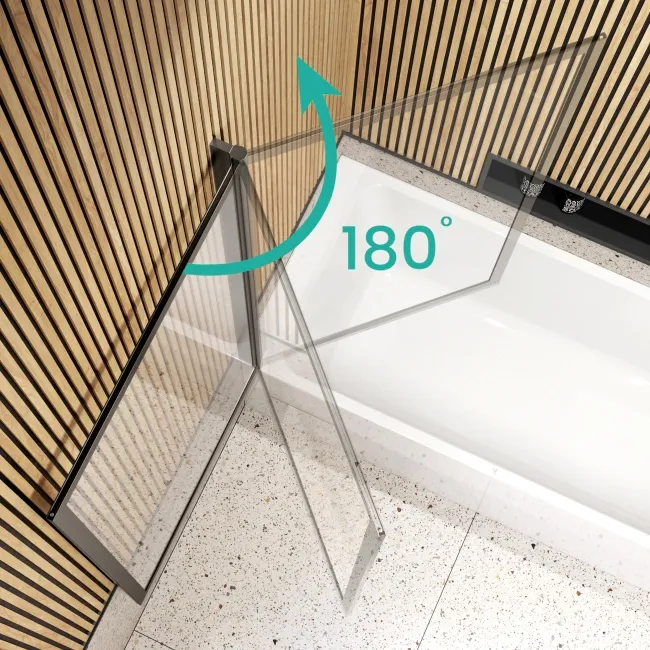 Witney 1800x800 Square Shower Bath & Premium 8mm Easy Clean Brushed Gunmetal Framed Bath Screen