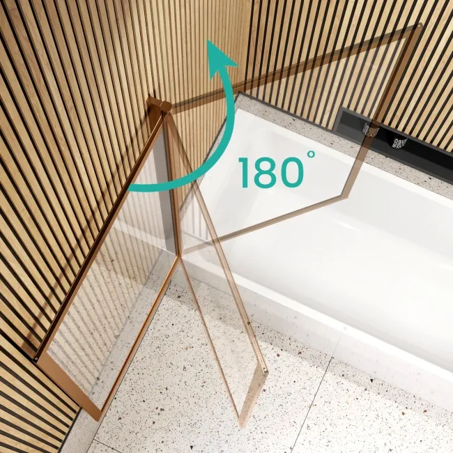 Witney 1800x800 Square Shower Bath & Premium 8mm Easy Clean Brushed Copper Framed Bath Screen