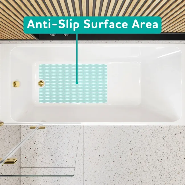 Witney 1800x800 Square Shower Bath & 6mm Easy Clean Brushed Brass Folding Bath Screen
