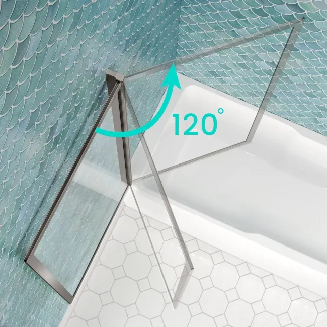 Antigua 1500x750 Keyhole Shower Bath & Premium 8mm Easy Clean Brushed Gunmetal Framed Bath Screen
