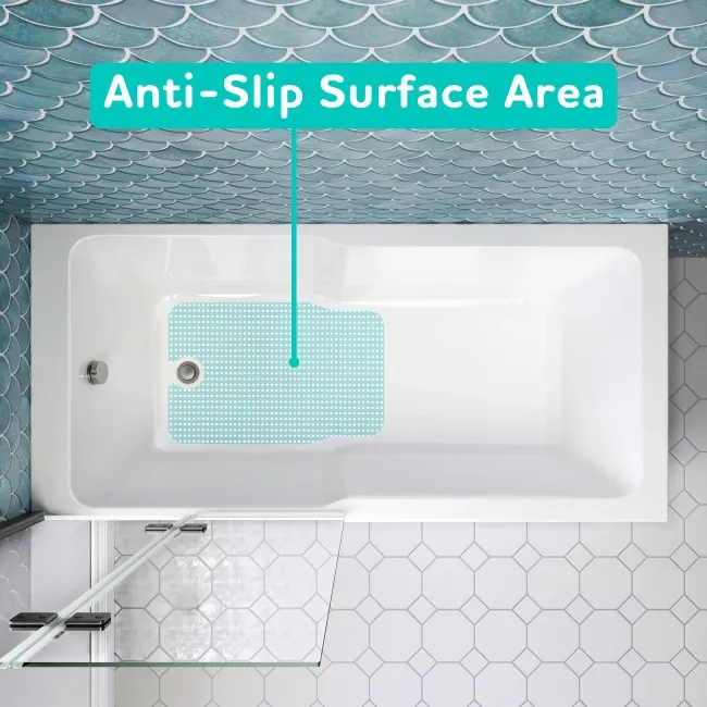 Antigua 1500x750 Keyhole Shower Bath & 6mm Easy Clean Brushed Gunmetal Folding Bath Screen