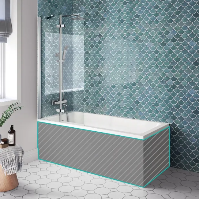 Antigua 1600x750 Keyhole Shower Bath & 6mm Easy Clean Chrome Folding Bath Screen