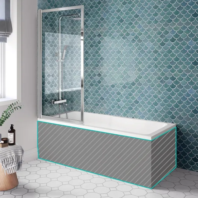 Antigua 1700x750 Keyhole Shower Bath & Premium 8mm Easy Clean Chrome Framed Bath Screen
