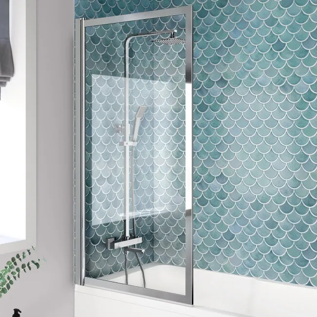 Antigua 1700x750 Keyhole Shower Bath & Premium 8mm Easy Clean Chrome Framed Bath Screen