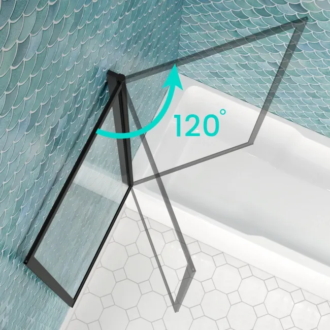Antigua 1700x750 Keyhole Shower Bath & Premium 8mm Easy Clean Matt Black Framed Bath Screen