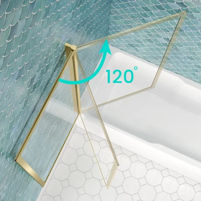 Antigua 1700x750 Keyhole Shower Bath & Premium 8mm Easy Clean Brushed Brass Framed Bath Screen