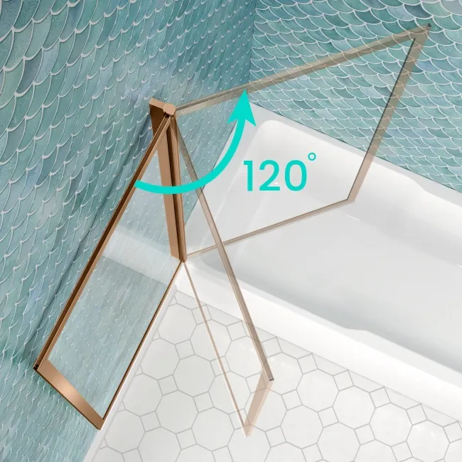 Antigua 1700x750 Keyhole Shower Bath & Premium 8mm Easy Clean Brushed Copper Framed Bath Screen