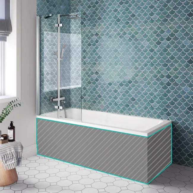 Antigua 1700x750 Keyhole Shower Bath & 6mm Easy Clean Chrome Folding Bath Screen