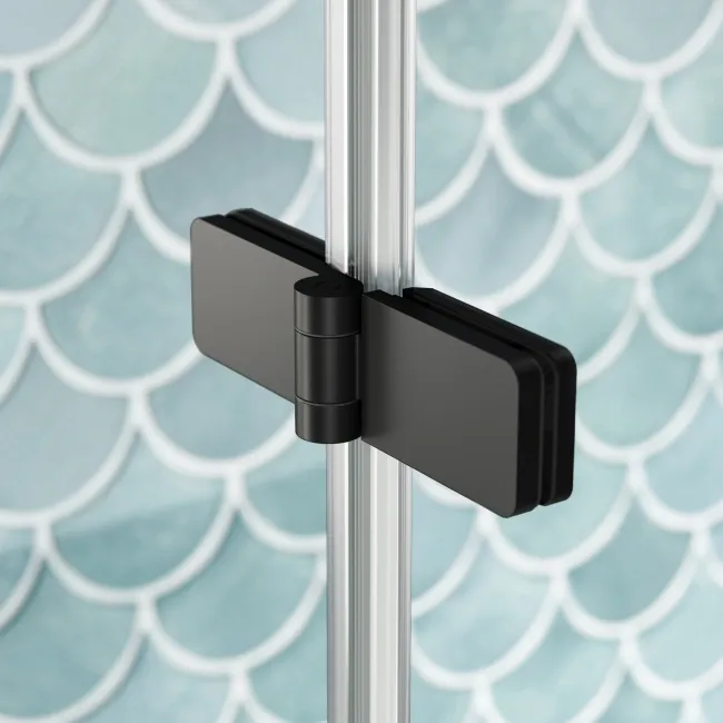 Antigua 1700x750 Keyhole Shower Bath & 6mm Easy Clean Matt Black Folding Bath Screen