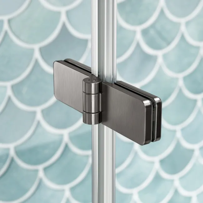 Antigua 1700x750 Keyhole Shower Bath & 6mm Easy Clean Brushed Gunmetal Folding Bath Screen