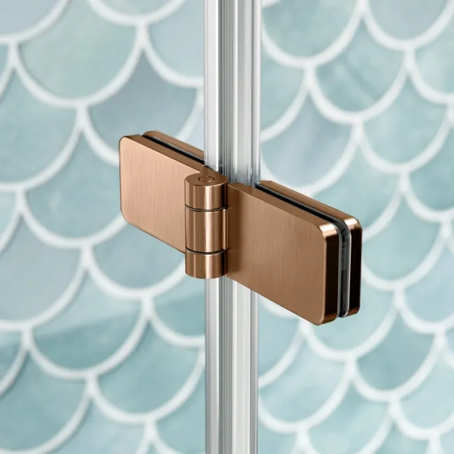 Antigua 1700x750 Keyhole Shower Bath & 6mm Easy Clean Brushed Copper Folding Bath Screen