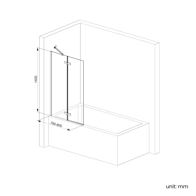 Antigua 1700x750 Keyhole Shower Bath & 6mm Easy Clean Brushed Copper Folding Bath Screen